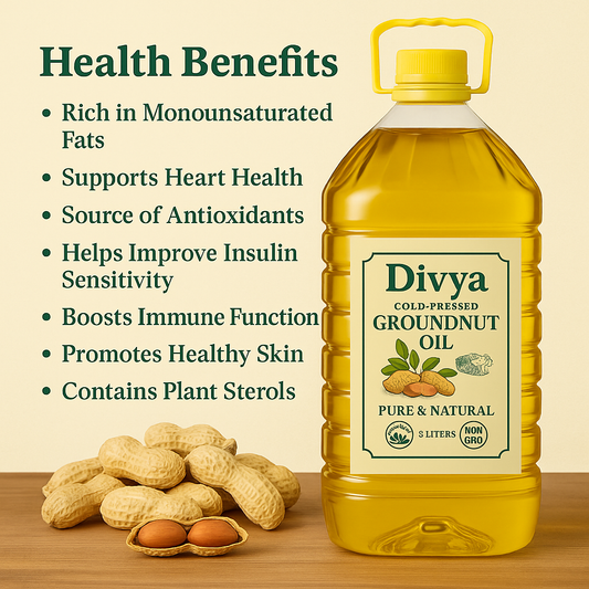 Divya Cold-Pressed Groundnut Oil – 5L | Healthy Cooking Oil | Organic & Non-GMO