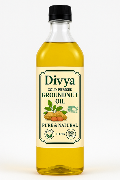 Divya Cold-Pressed Groundnut Oil – 1L | Pure & Natural | Cooking Oil