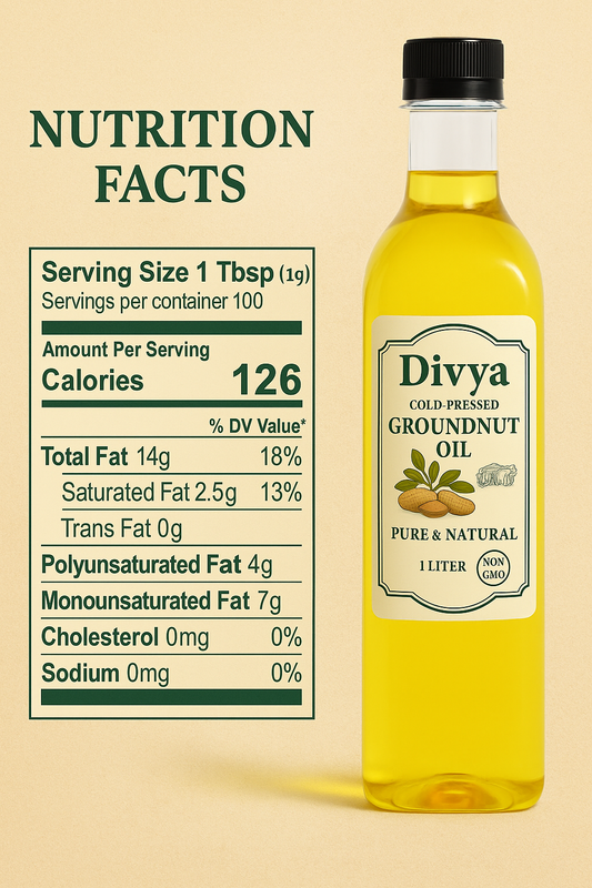 Divya Cold-Pressed Groundnut Oil – 1L | Pure & Natural | Cooking Oil