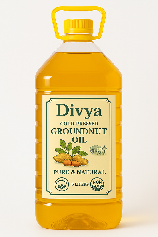 Divya Cold-Pressed Groundnut Oil – 5L | Healthy Cooking Oil | Organic & Non-GMO